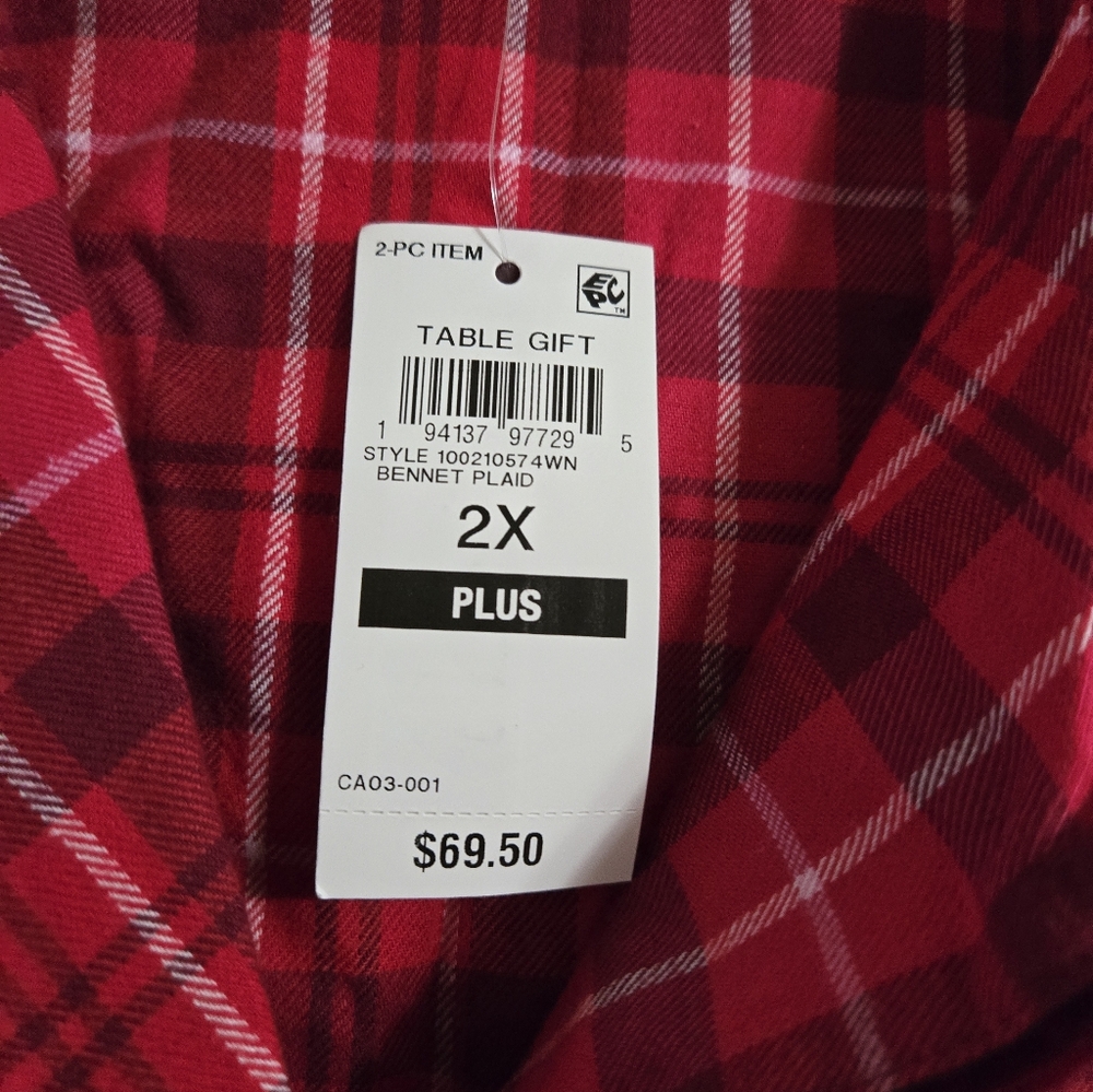 Charter Club Womens 100% Cotton Plus Size Pajama Set Plaid 2X Nwt - Picture 6 of 6